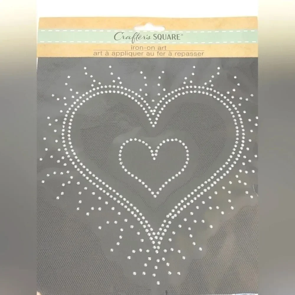 Crafter’s Square Iron-On Heart sparkle rhinestone Appliqué NWT